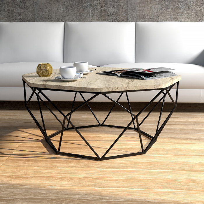 Hanah Home Mesa de centro Diamond Travertino
